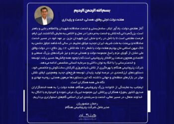 پیام سرپرست پتروشیمی هنگام به مناسبت هفته دولت